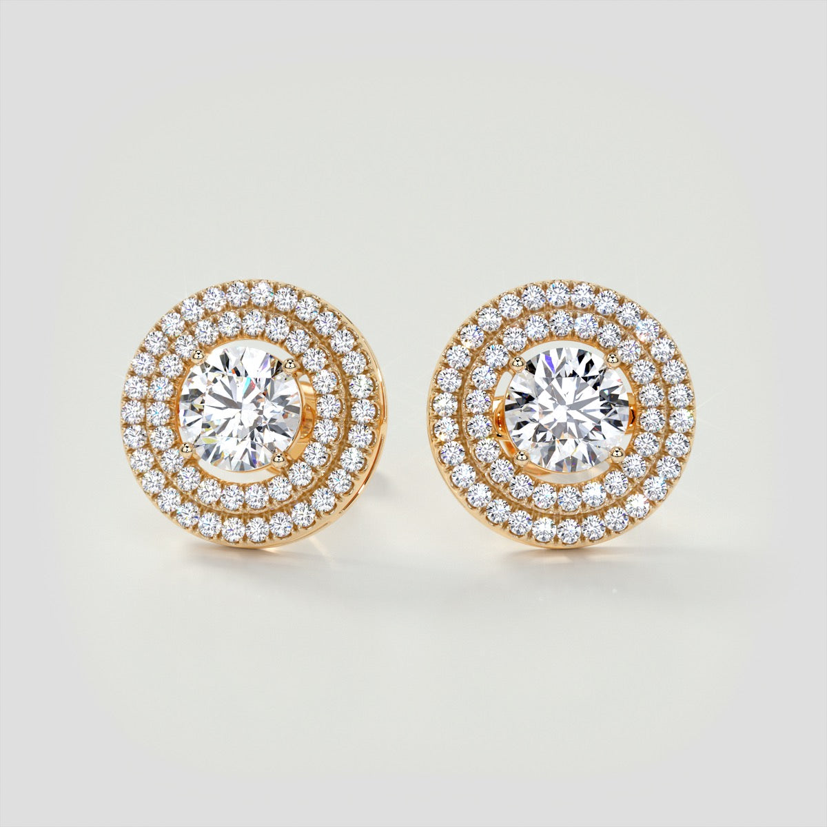 2.52CT Round Cut Double Pave Style Halo Earrings