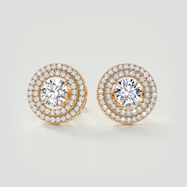 2.52CT Round Cut Double Pave Style Halo Earrings