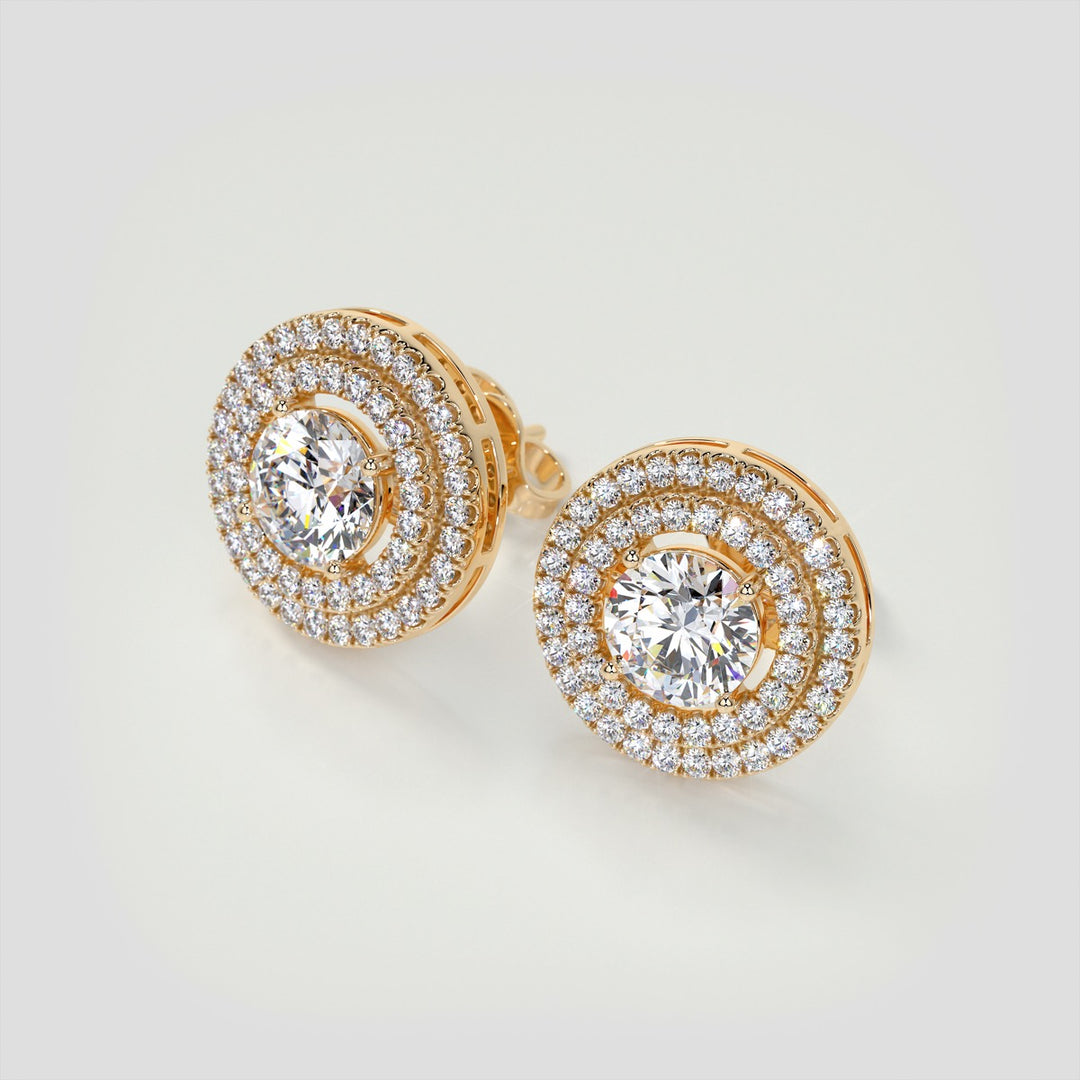2.52CT Round Cut Double Pave Style Halo Earrings