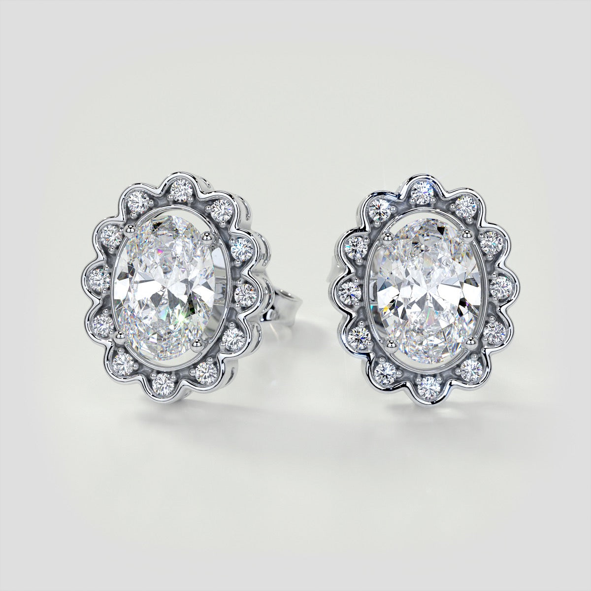 Oval-Cut Halo Earrings