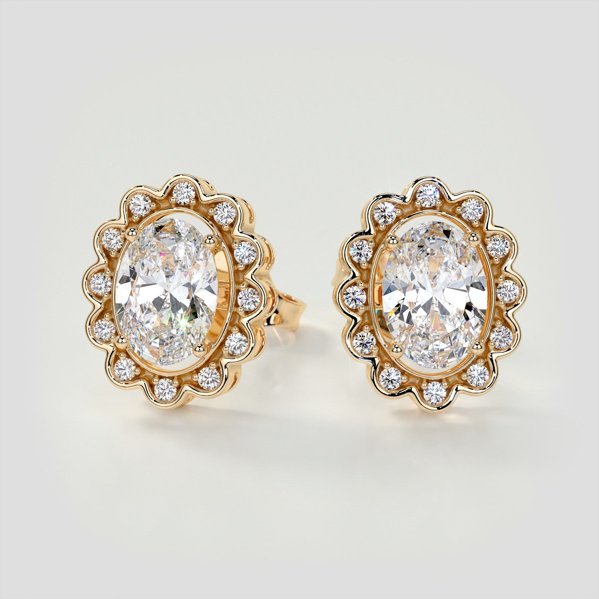 2.12CT Oval-Cut Halo Earrings