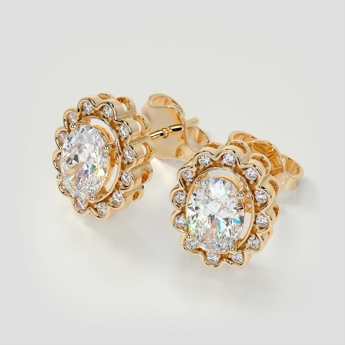 2.12CT Oval-Cut Halo Earrings
