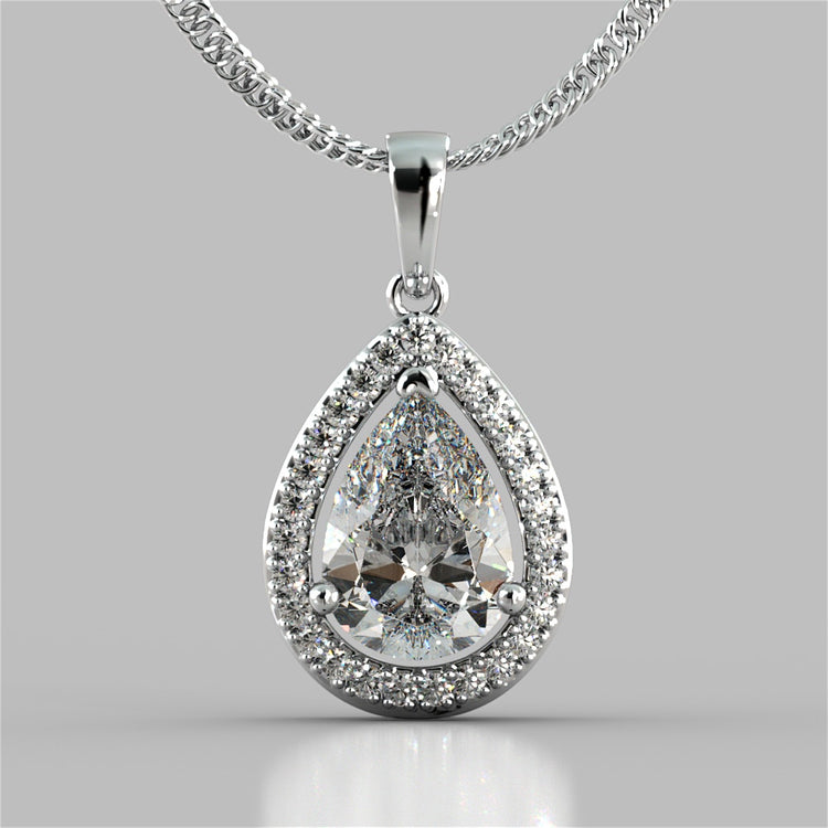 Pear Cut Tier Halo Color Pendant