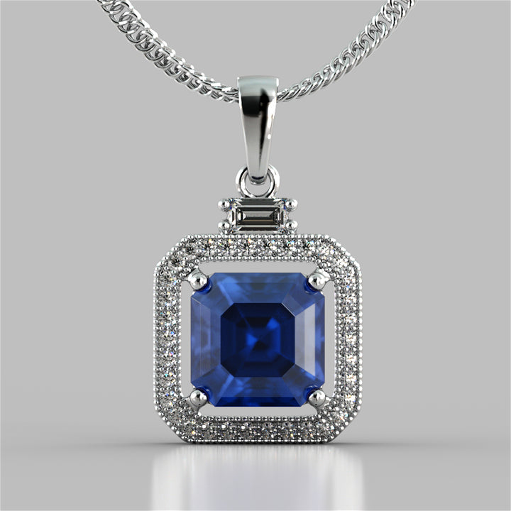 Princess-Cut Halo Pendant