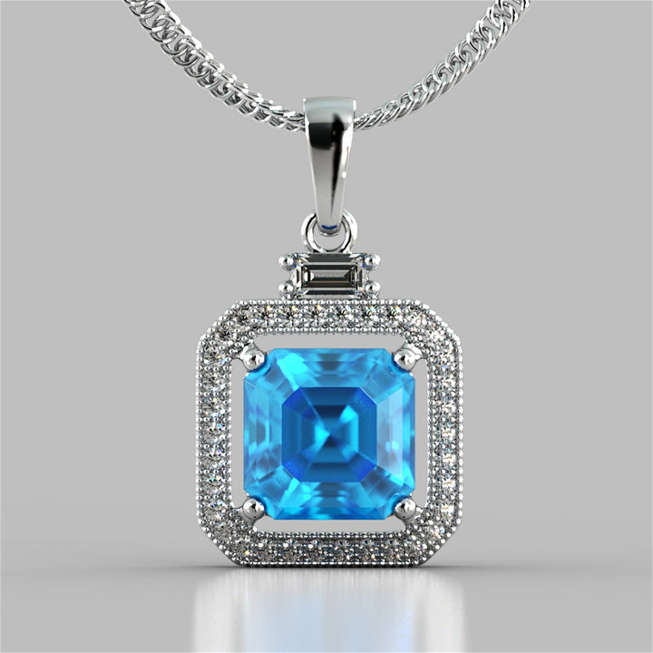 Princess-Cut Halo Pendant