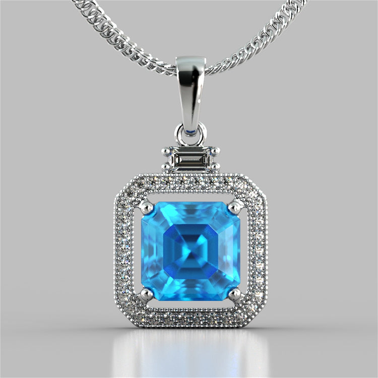 Princess-Cut Halo Pendant