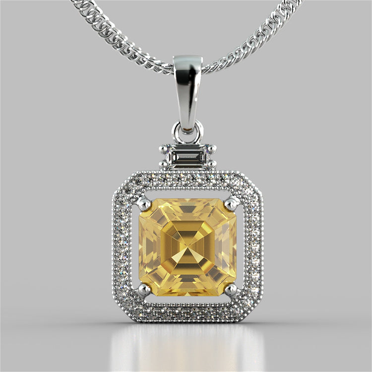 Princess-Cut Halo Pendant