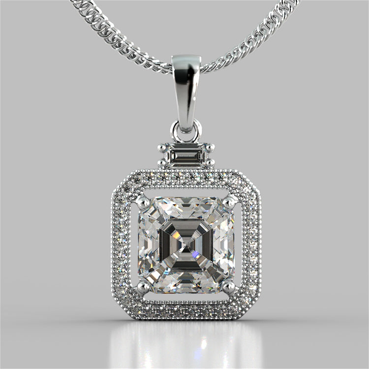 Princess-Cut Halo Pendant