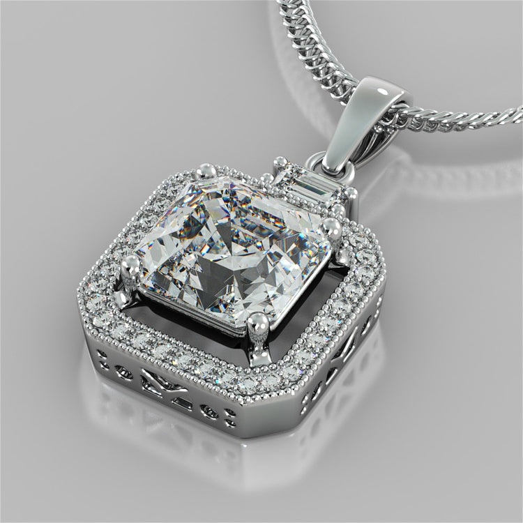 Princess-Cut Halo Pendant