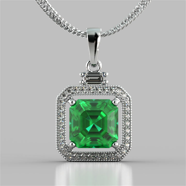 Princess-Cut Halo Pendant