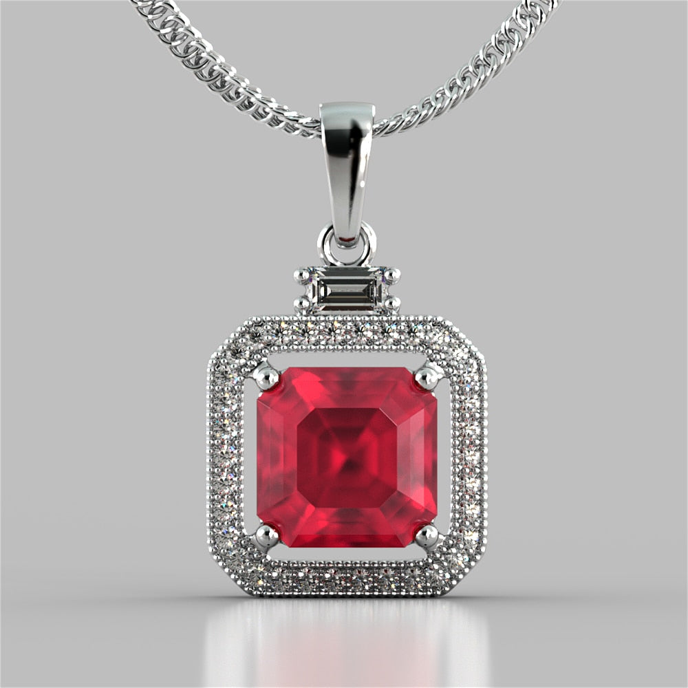 Princess-Cut Halo Pendant