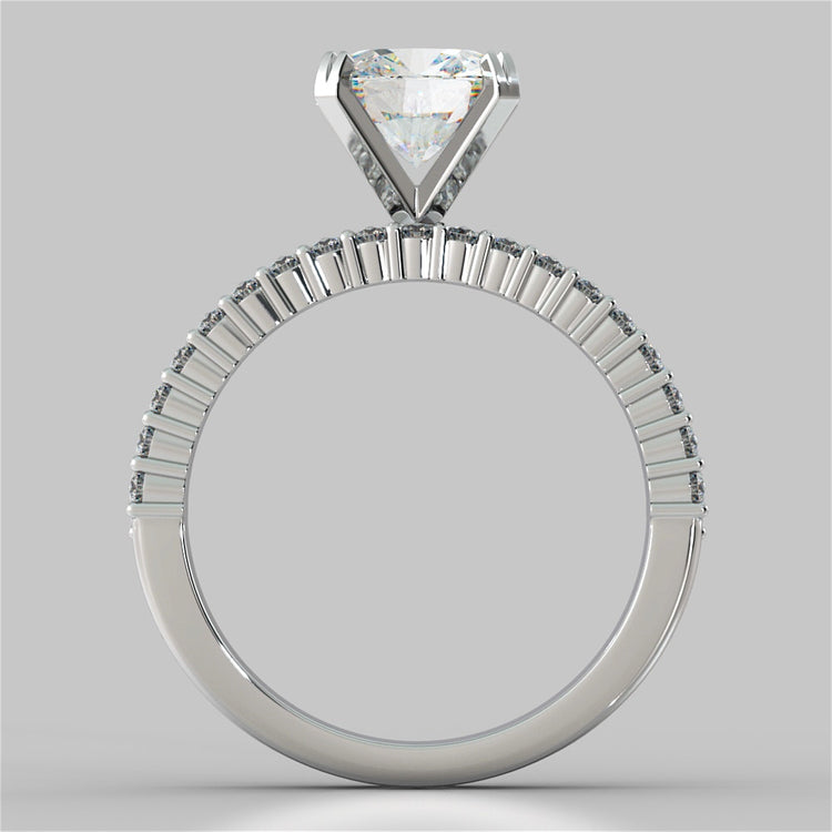 Lab Grown Diamond Cushion Cut 3-Row Bar Set Style Engagement Ring