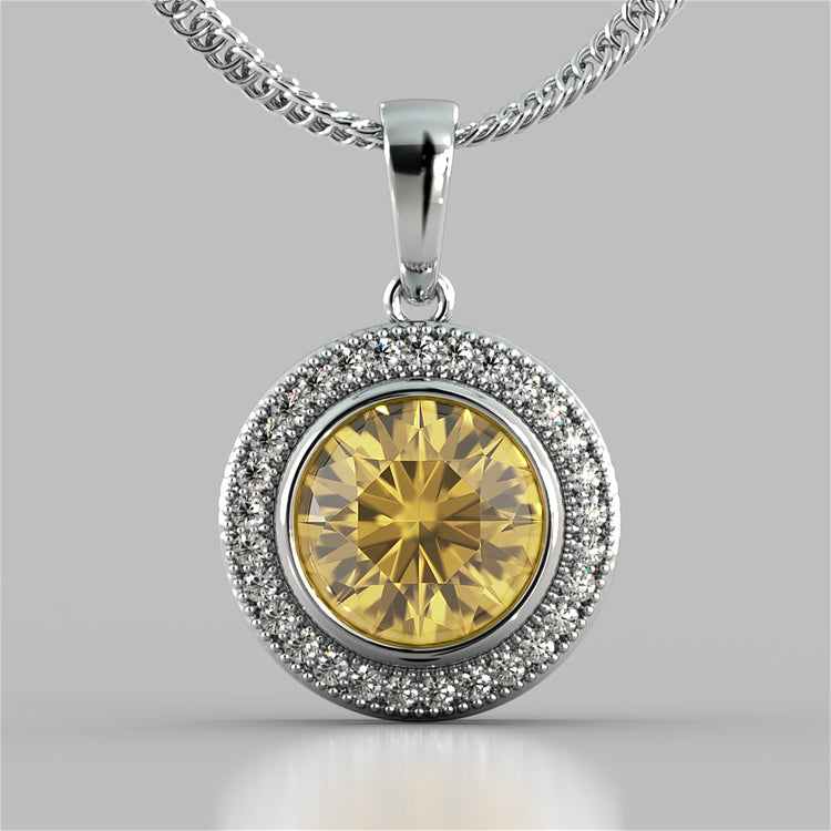 Round Cut Slider Halo Pendant