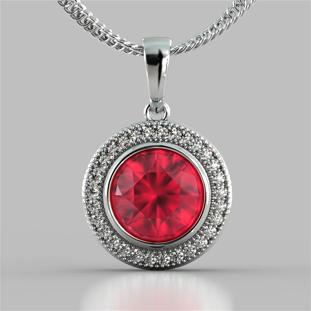 Round Cut Slider Halo Pendant