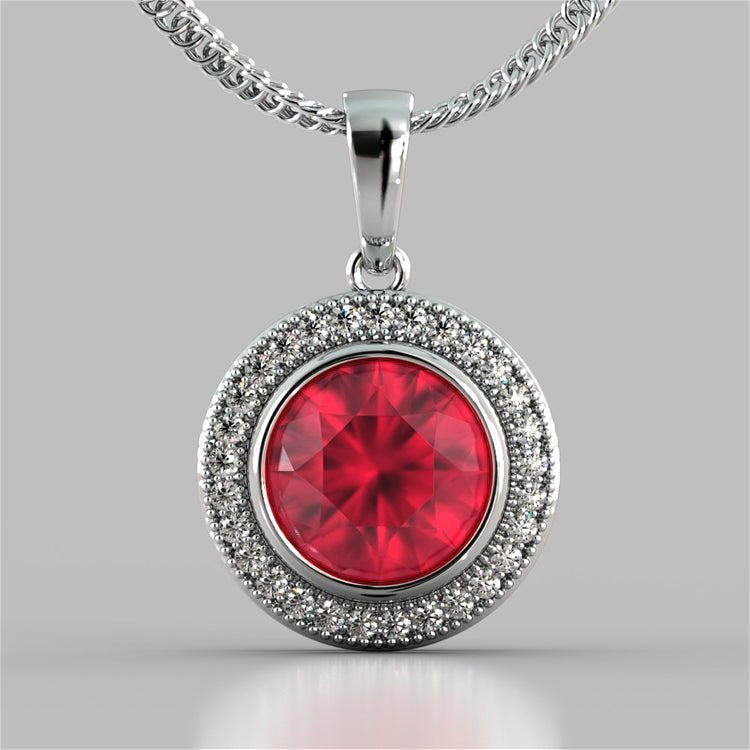 Round Cut Slider Halo Pendant