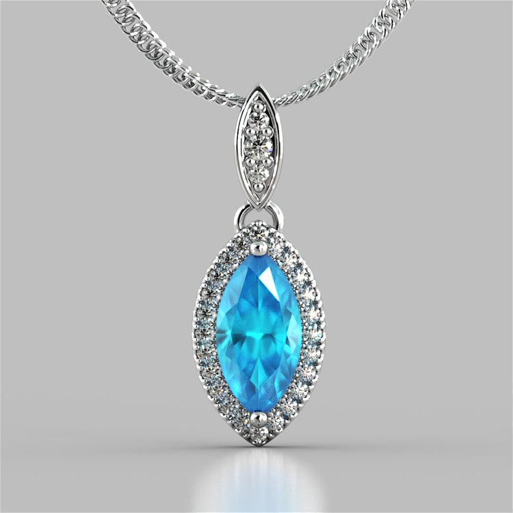 Marquise Cut Drop Style With Embellished Bail Pendant