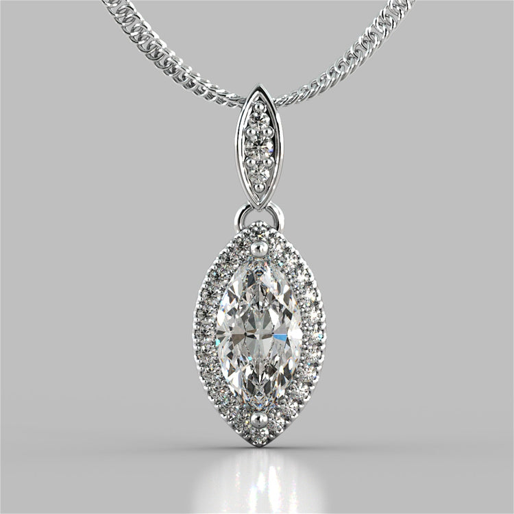 Marquise Cut Drop Style With Embellished Bail Pendant