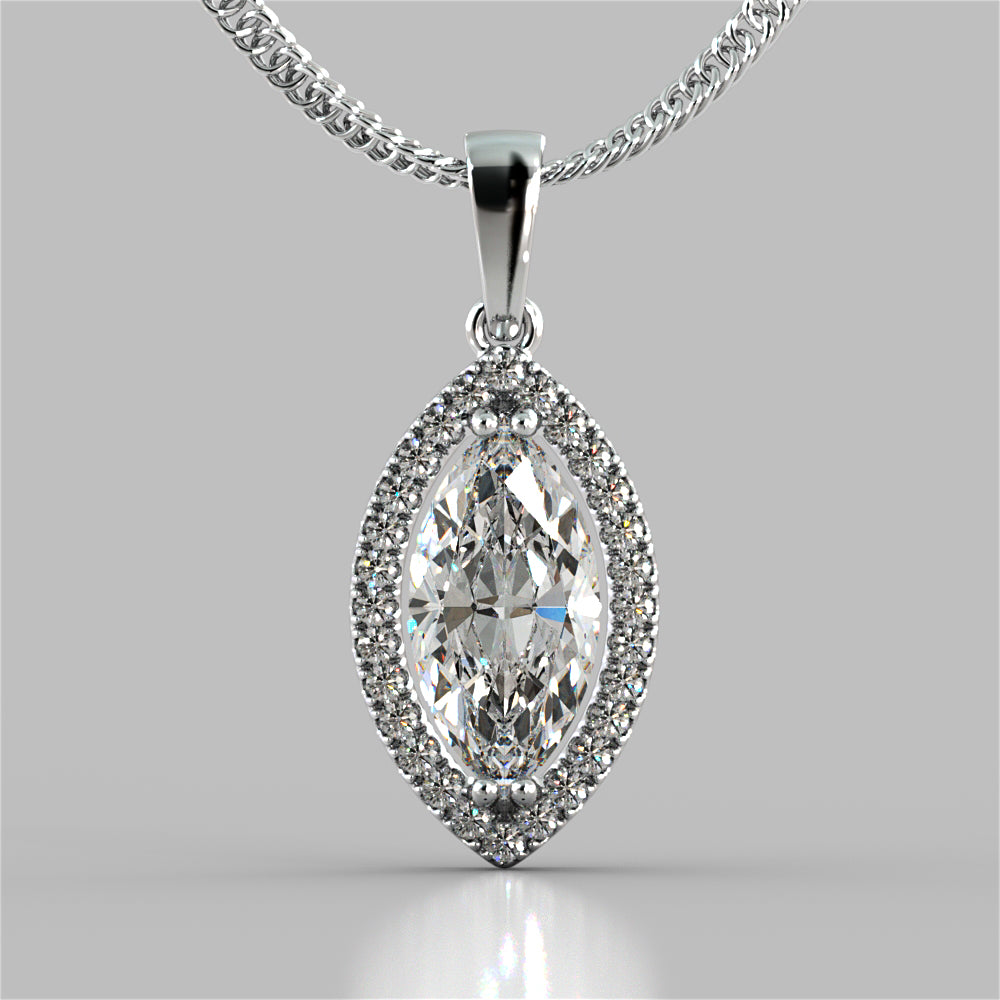 2.21CT Marquise Cut Drop Style Stud Pendant with 16" Chain included