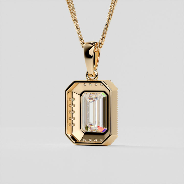 2.59CT Emerald Cut Halo Pendant