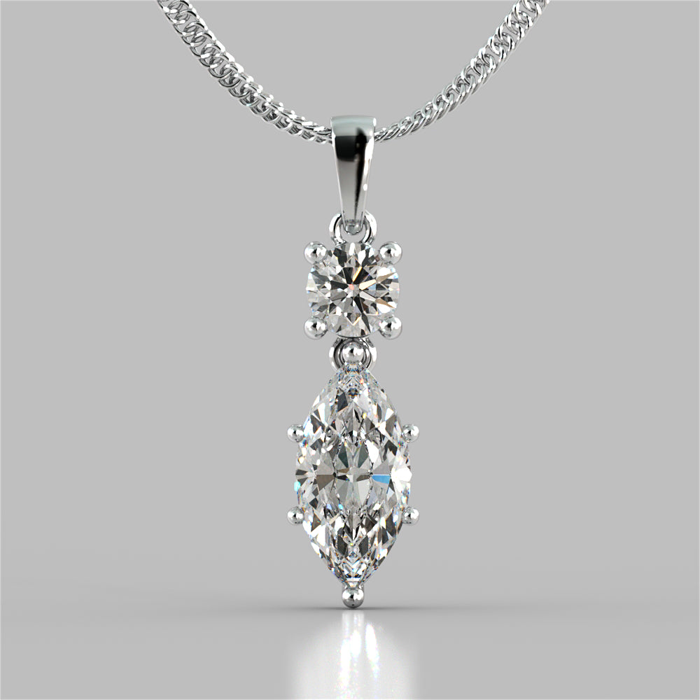 2.46CT Marquise Cut Drop Style Pendant with 16" Chain Included