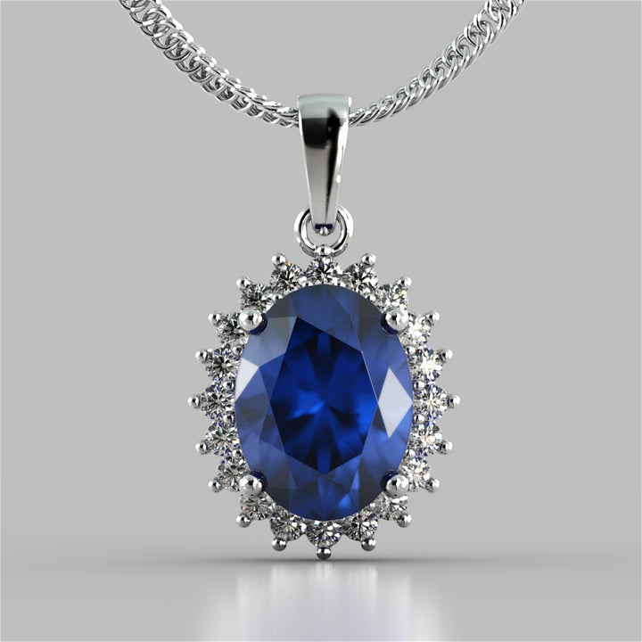 Oval Cut Halo Pendant