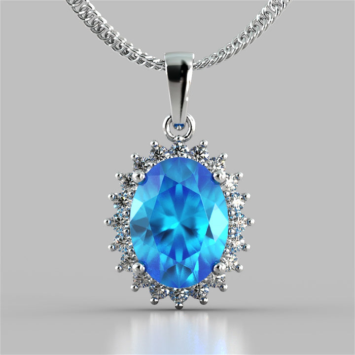 Oval Cut Halo Pendant