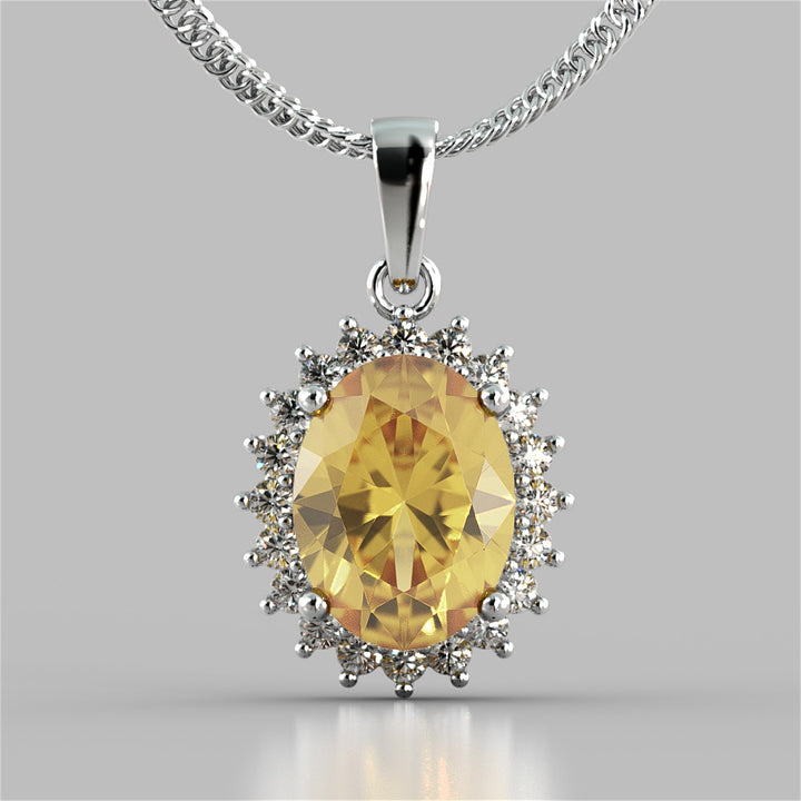 Oval Cut Halo Pendant