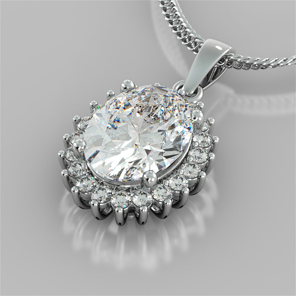 Oval Cut Halo Pendant