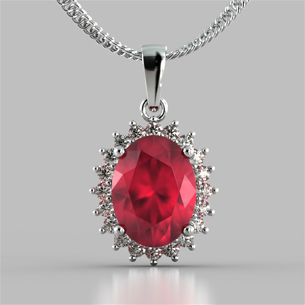 Oval Cut Halo Pendant