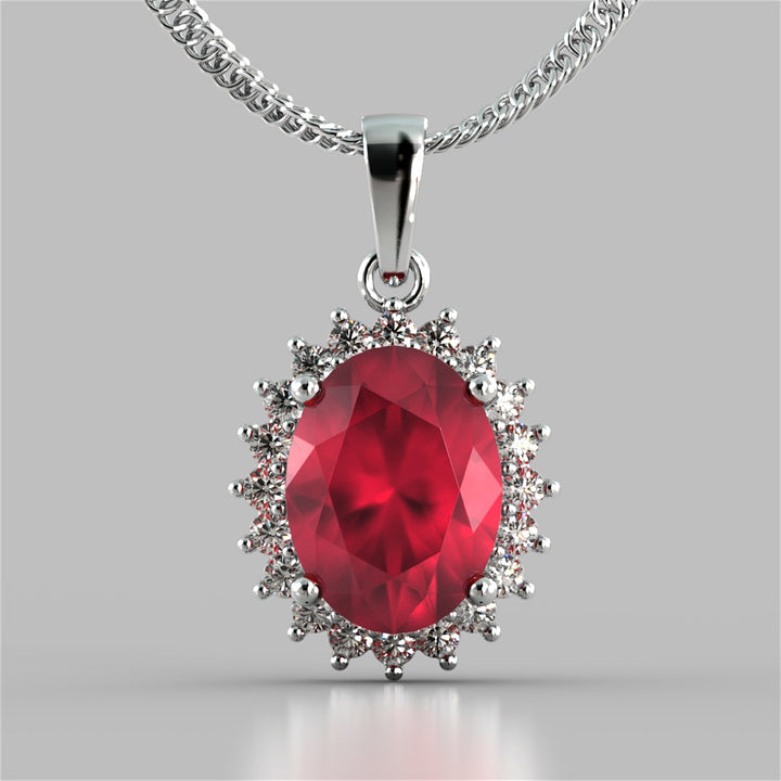 Oval Cut Halo Pendant