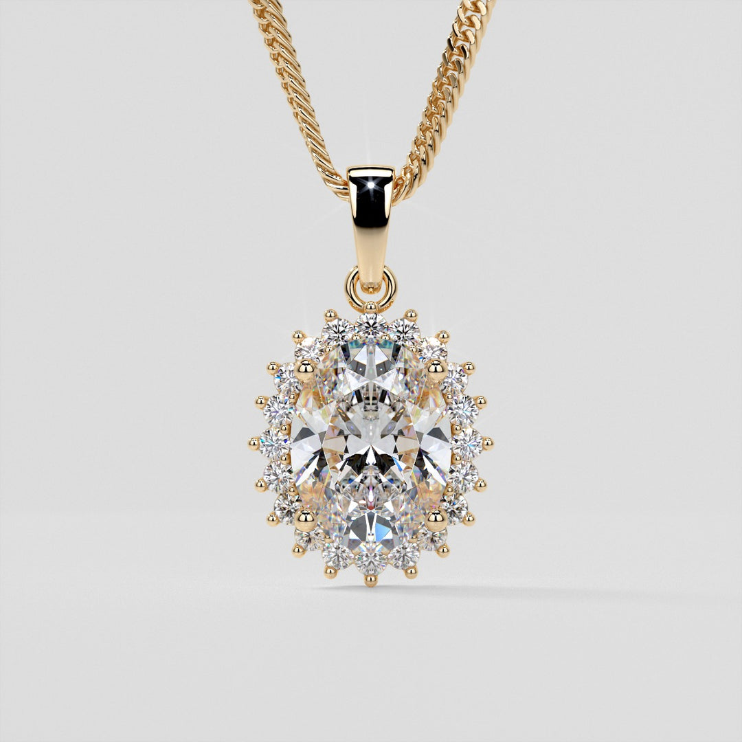 3.3CT Oval Cut Halo Pendant