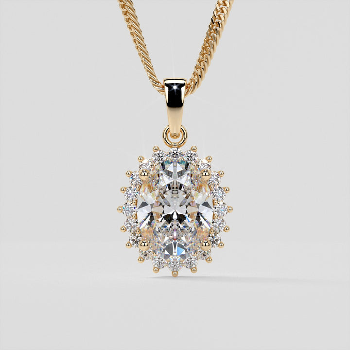 3.3CT Oval Cut Halo Pendant
