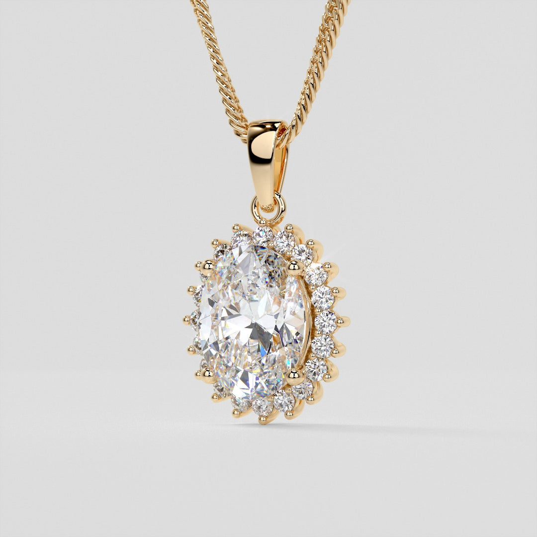 3.3CT Oval Cut Halo Pendant