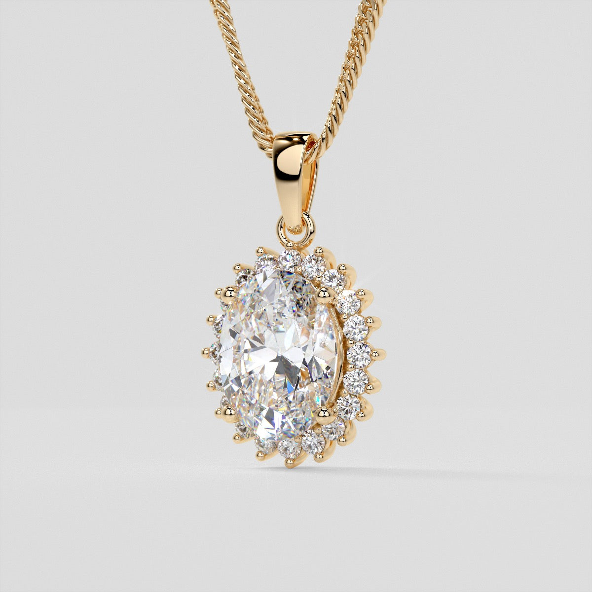 3.3CT Oval Cut Halo Pendant