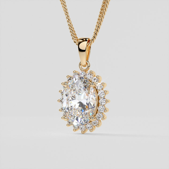 3.3CT Oval Cut Halo Pendant