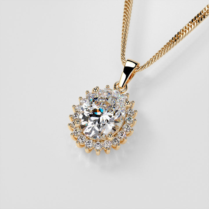 3.3CT Oval Cut Halo Pendant