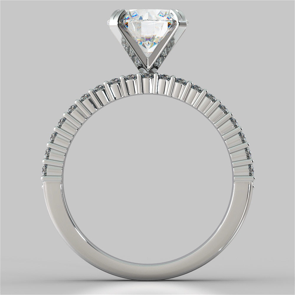 Round Cut Brilliant Pavé-Style Engagement Ring