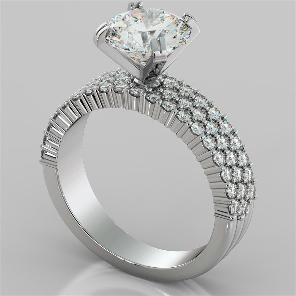 Round Cut Brilliant Pavé-Style Engagement Ring