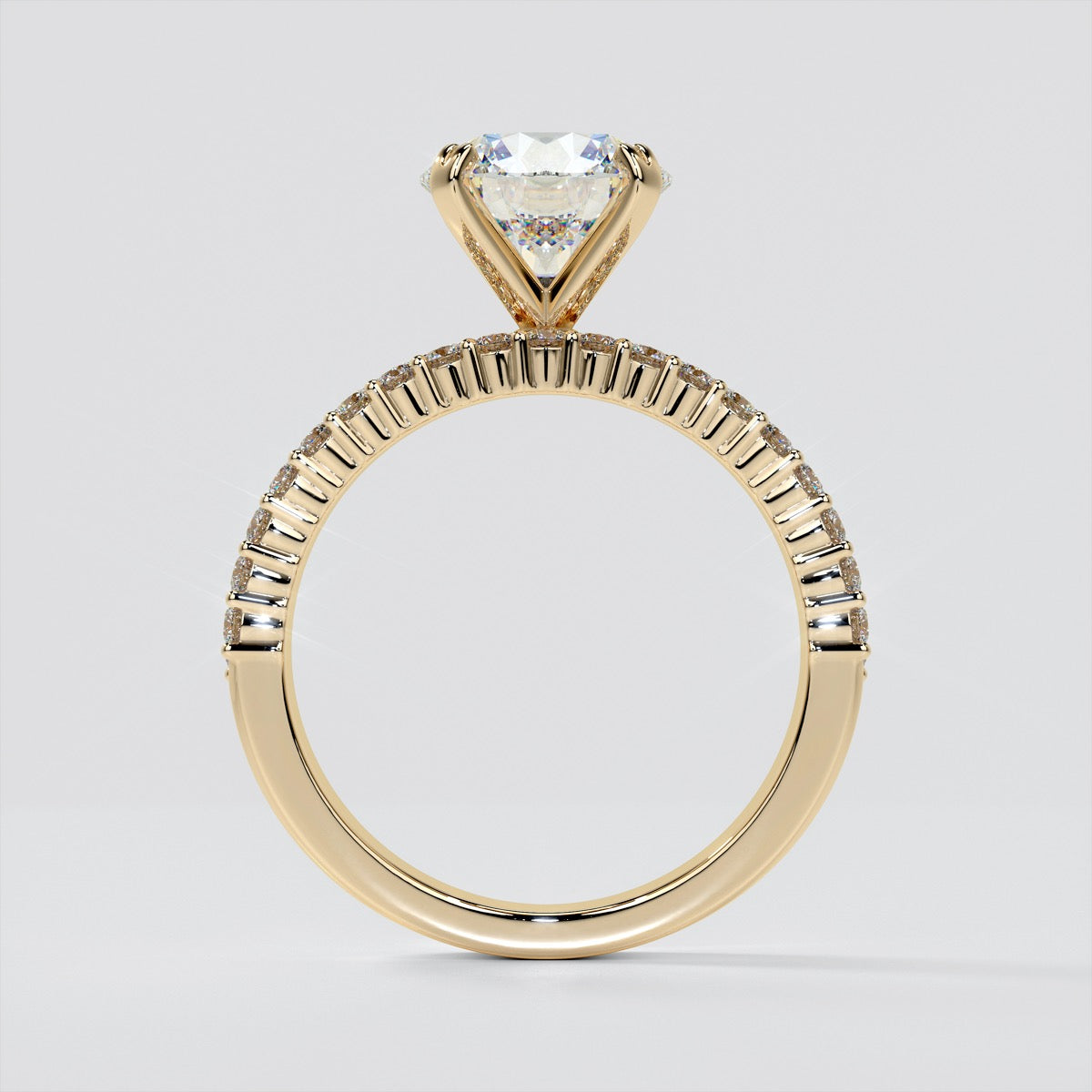 Round Cut Brilliant Pavé-Style Engagement Ring
