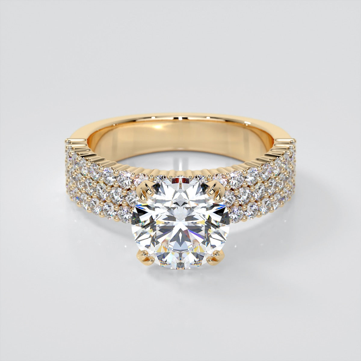 Round Cut Brilliant Pavé-Style Engagement Ring