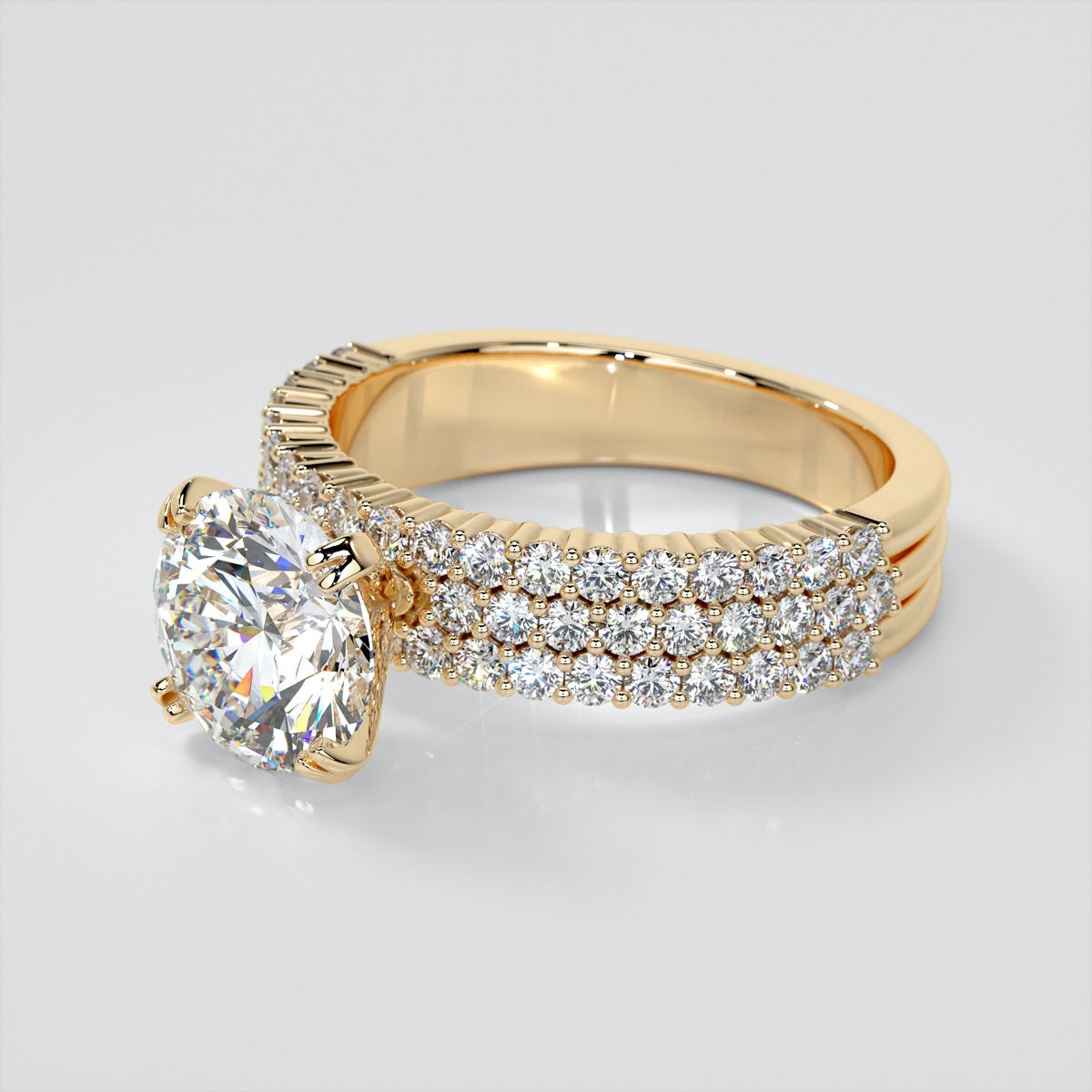 2.0CT Round Cut Lab grown Diamond Brilliant Pavé-Style Engagement Ring
