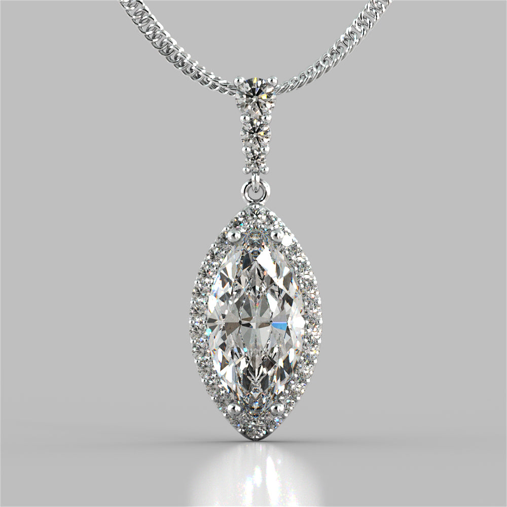3.31CT Marquise Cut Drop Style Slider Bail Pendant