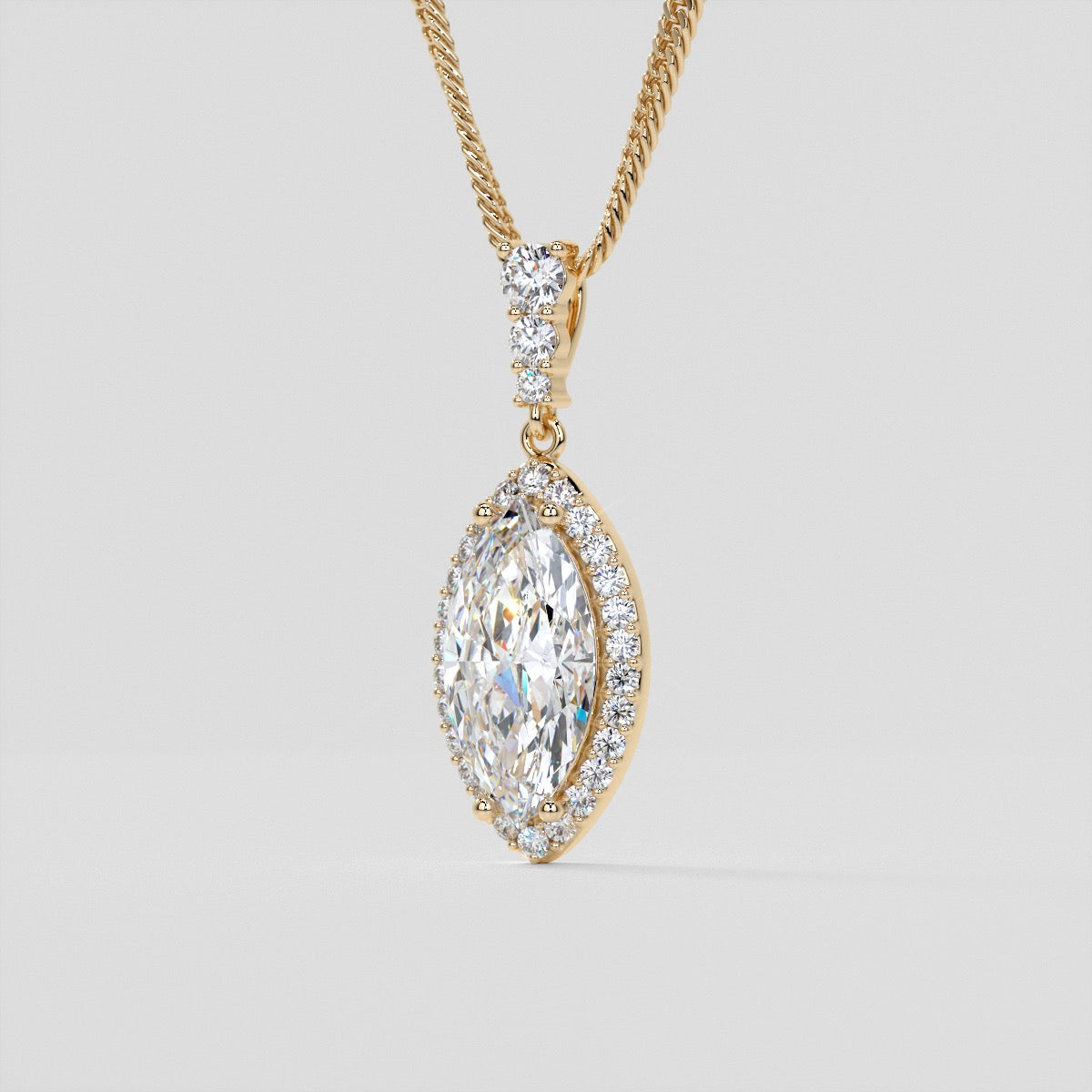 3.31CT Marquise Cut Drop Style Slider Bail Pendant