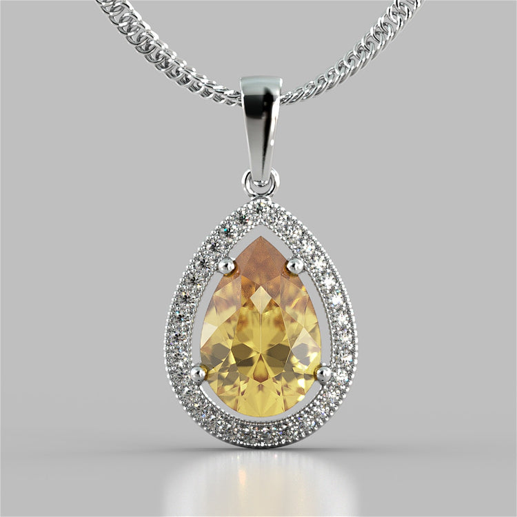 Pear-Cut Halo Pendant