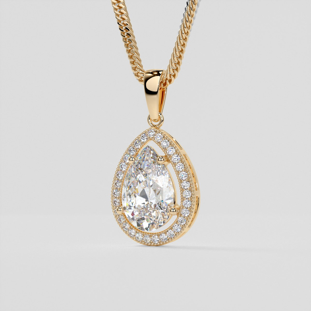 2.16CT Pear-Cut Halo Pendant