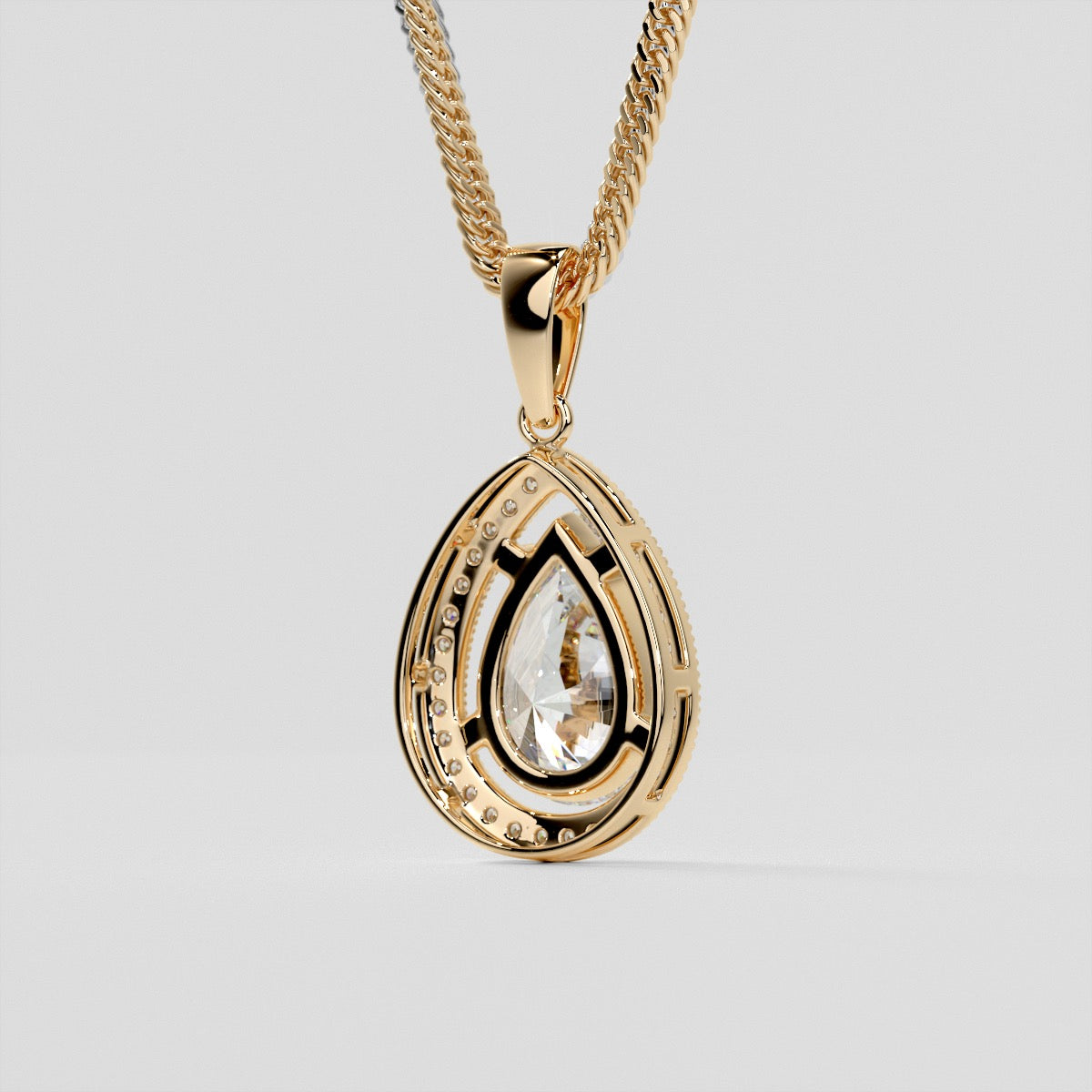 2.16CT Pear-Cut Halo Pendant