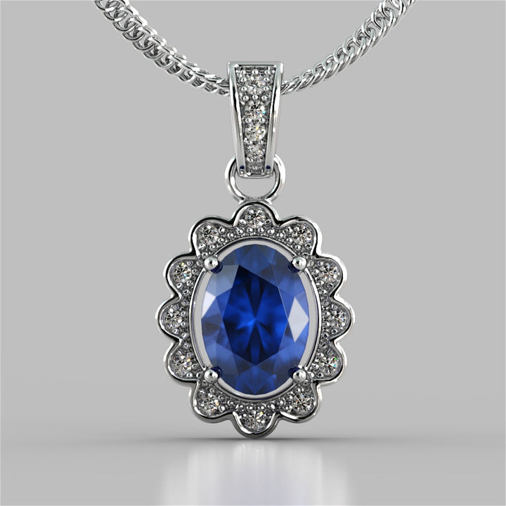 Oval Cut Halo Pendant