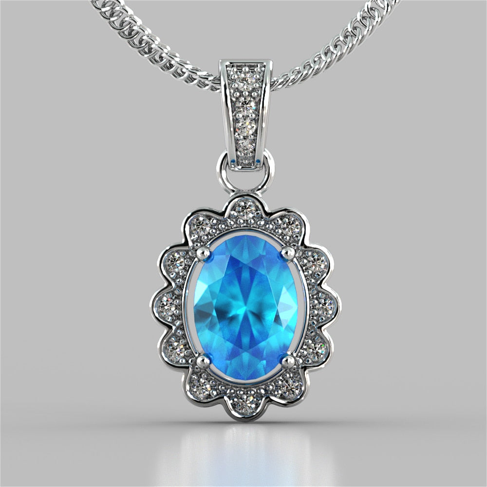 Oval Cut Halo Pendant