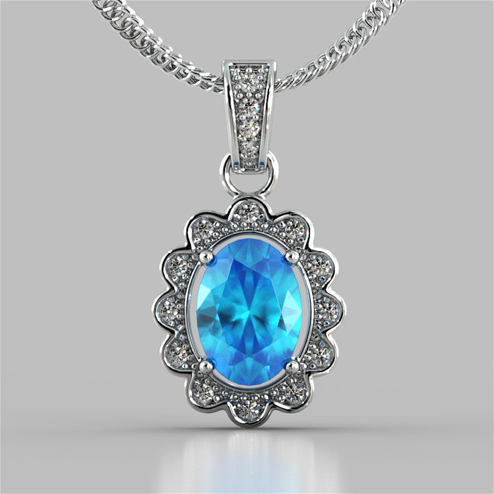 Oval Cut Halo Pendant