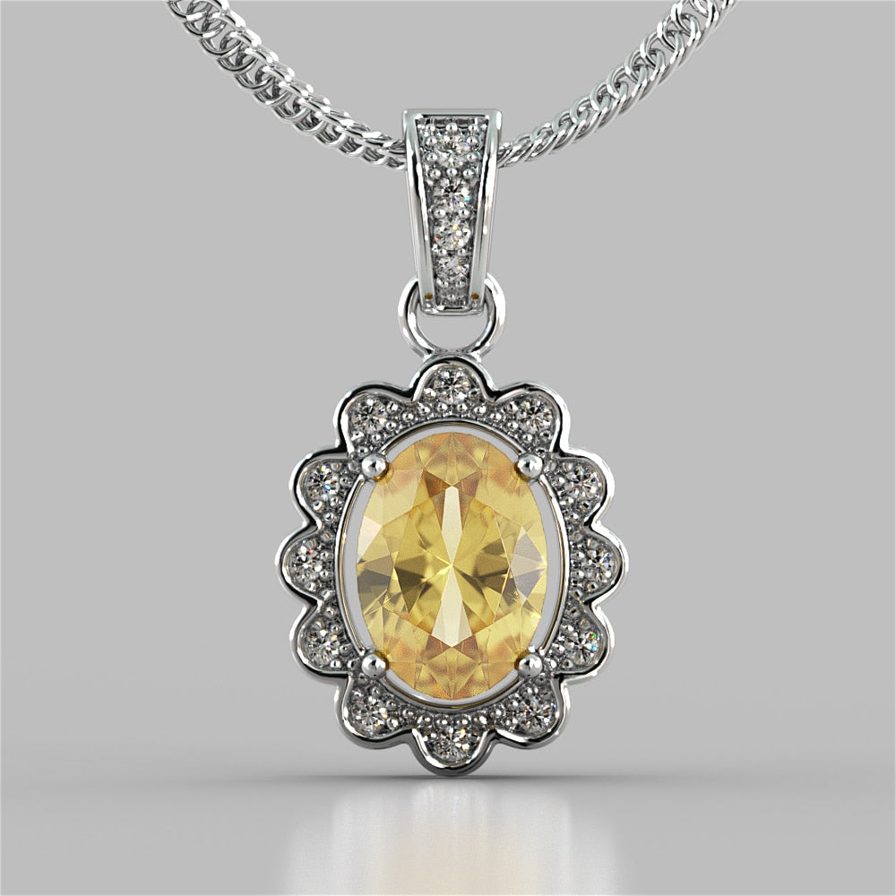 Oval Cut Halo Pendant